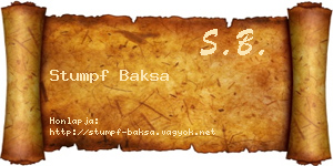 Stumpf Baksa névjegykártya